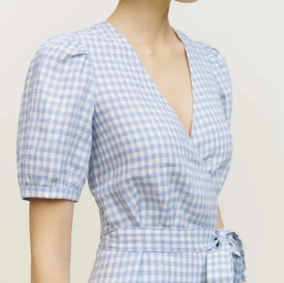 Reformation Weiss Linen Dress in Baguette Check size XS NWT
